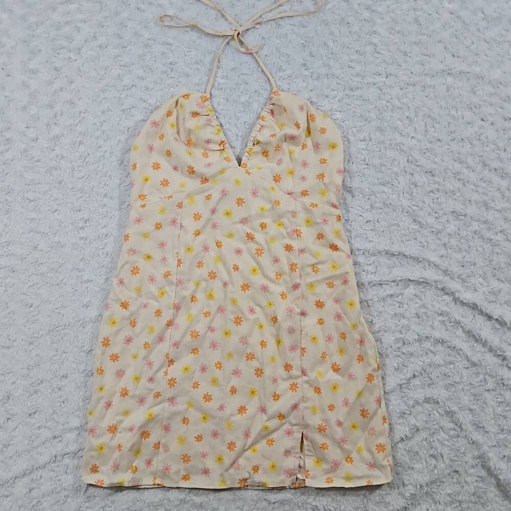 Womens Medium Elodie Ditsy Floral Mini Dress Linen Blend Flower Power Sundress